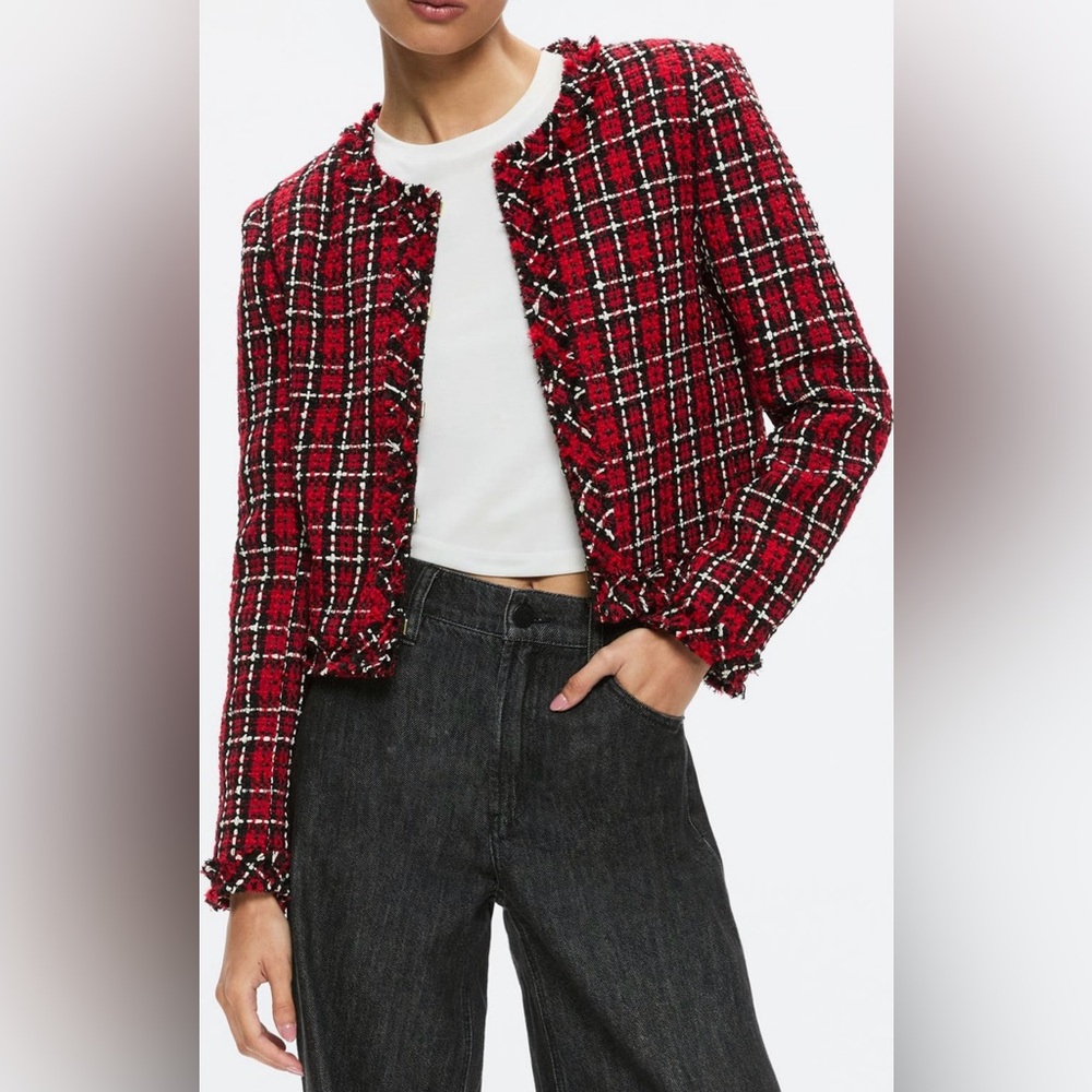 Alice + Olivia Tweed Jacket (2; Schoolgirl Plaid)